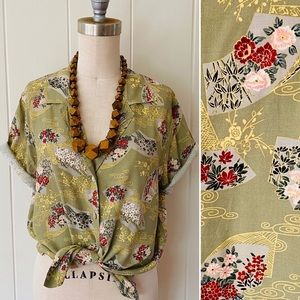 S/M Vintage Clio Japanese inspired Hawaiian shirt